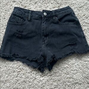 PacSun Black Jean Shorts with Frayed Hem